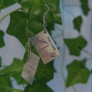 I love you post card earring
